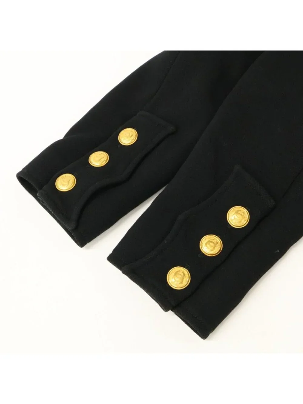 Chanel 96A Wool CC Logo Button Hem Chain Decoration Single Jacket 36